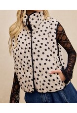 Polka Dot Print Piping Quilt  Vest