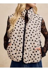 Polka Dot Print Piping Quilt  Vest