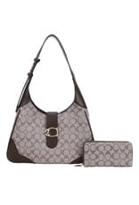 2 in 1 Monogram Design Shoulder Bag w/ wallet