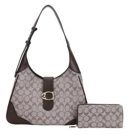 2 in 1 Monogram Design Shoulder Bag w/ wallet