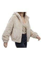 Plush Hooded Zip Front Jacket