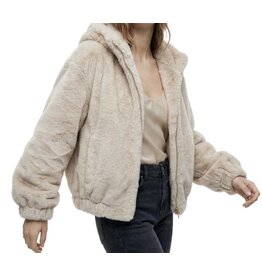 Plush Hooded Zip Front Jacket