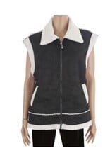 Suede Sherpa Zip Vest