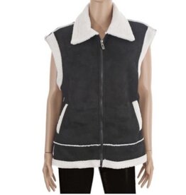 Suede Sherpa Zip Vest