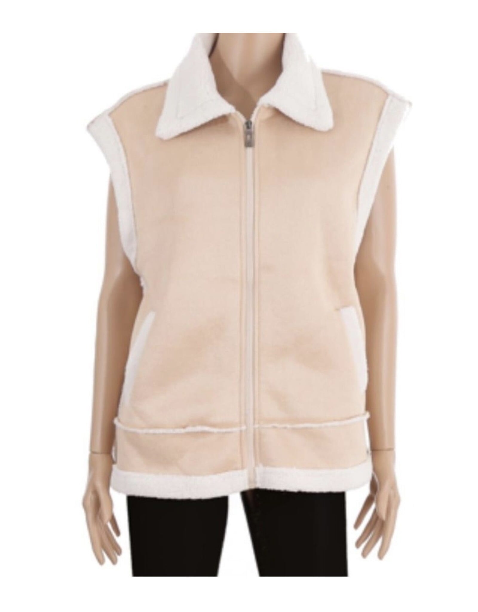 Suede Sherpa Zip Vest