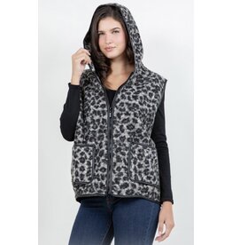 Leopard Vest with Hood