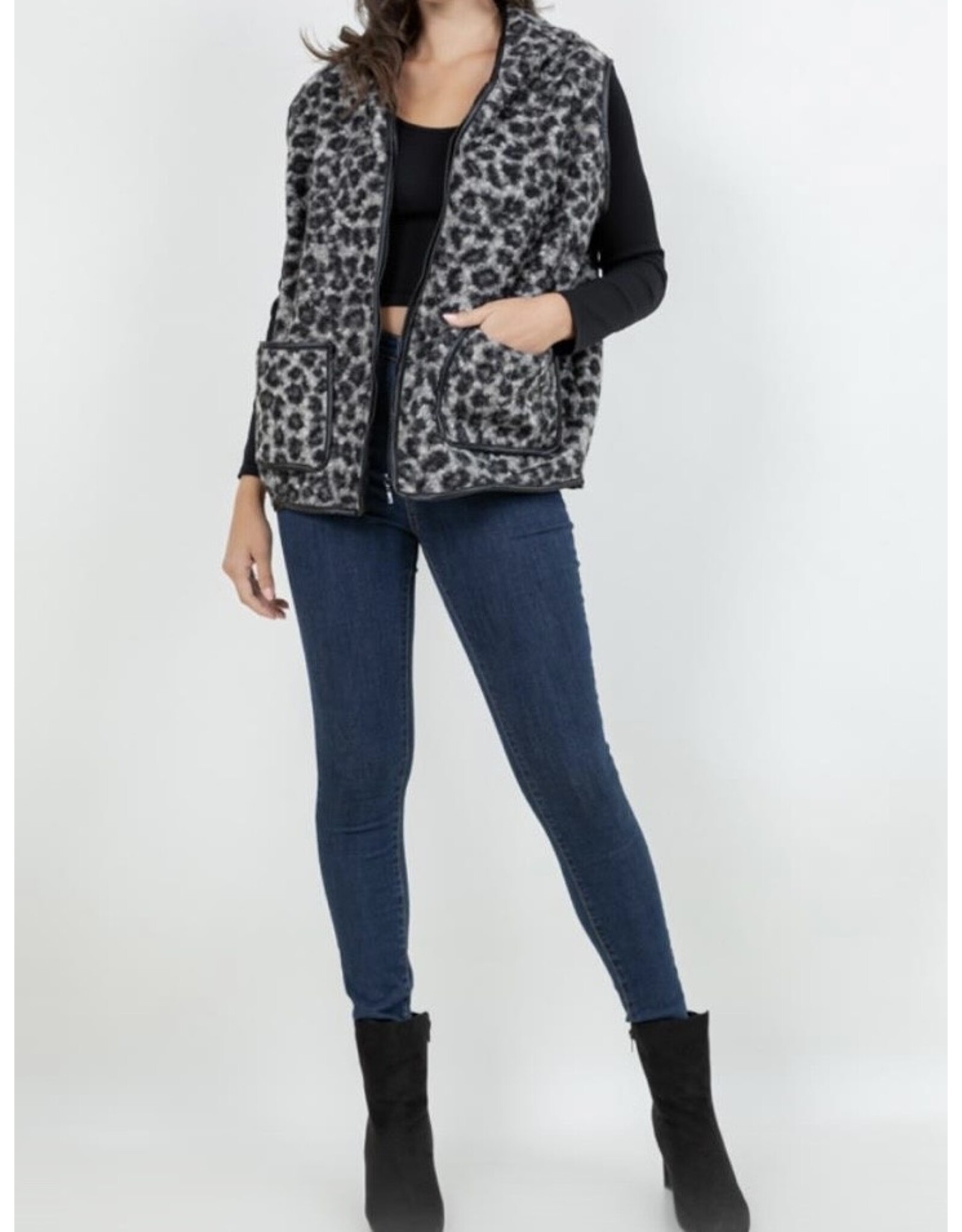 Leopard Vest with Hood