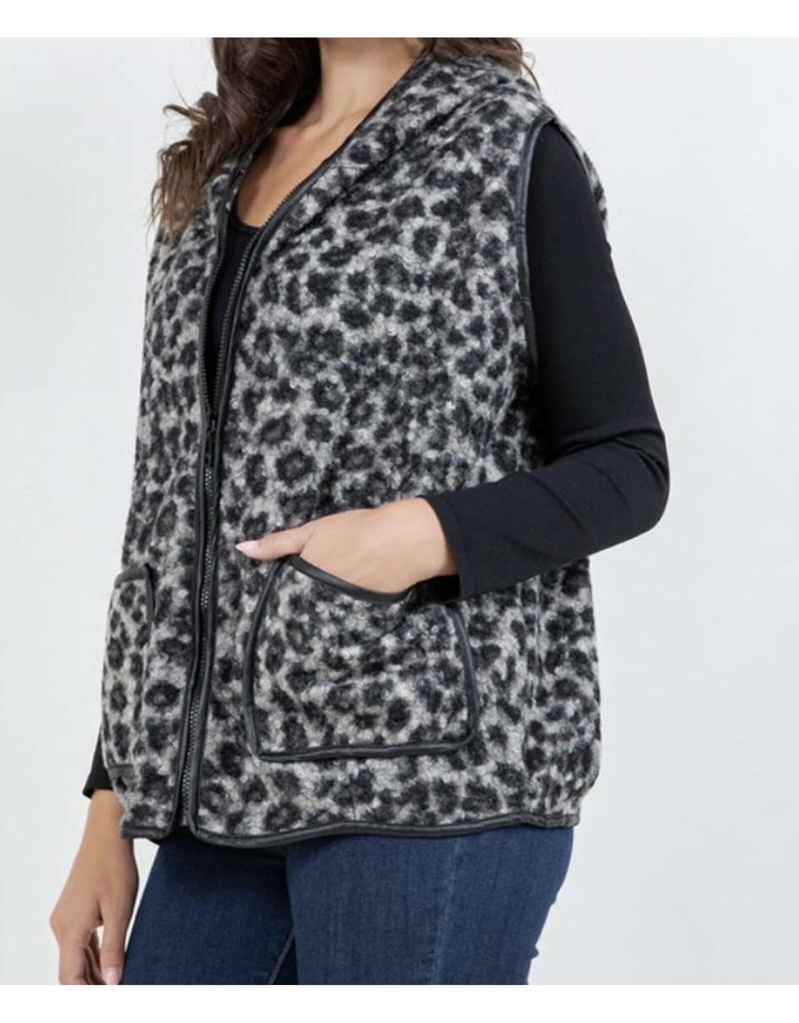 Leopard Vest with Hood
