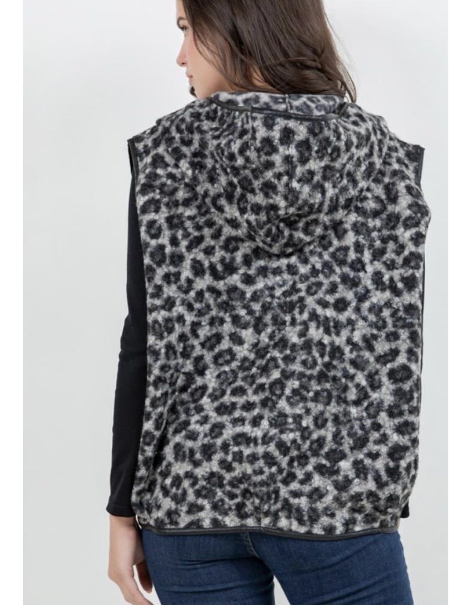 Leopard Vest with Hood