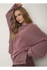 Blu pepper Washed Raw Edge Drop Sleeve Sweater