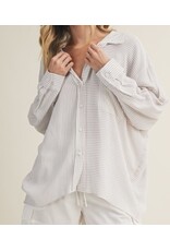 mustard seed Mustard Seed slouchy stripe collar shirt