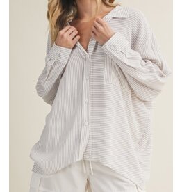 mustard seed Mustard Seed slouchy stripe collar shirt