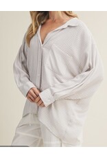 mustard seed Mustard Seed slouchy stripe collar shirt