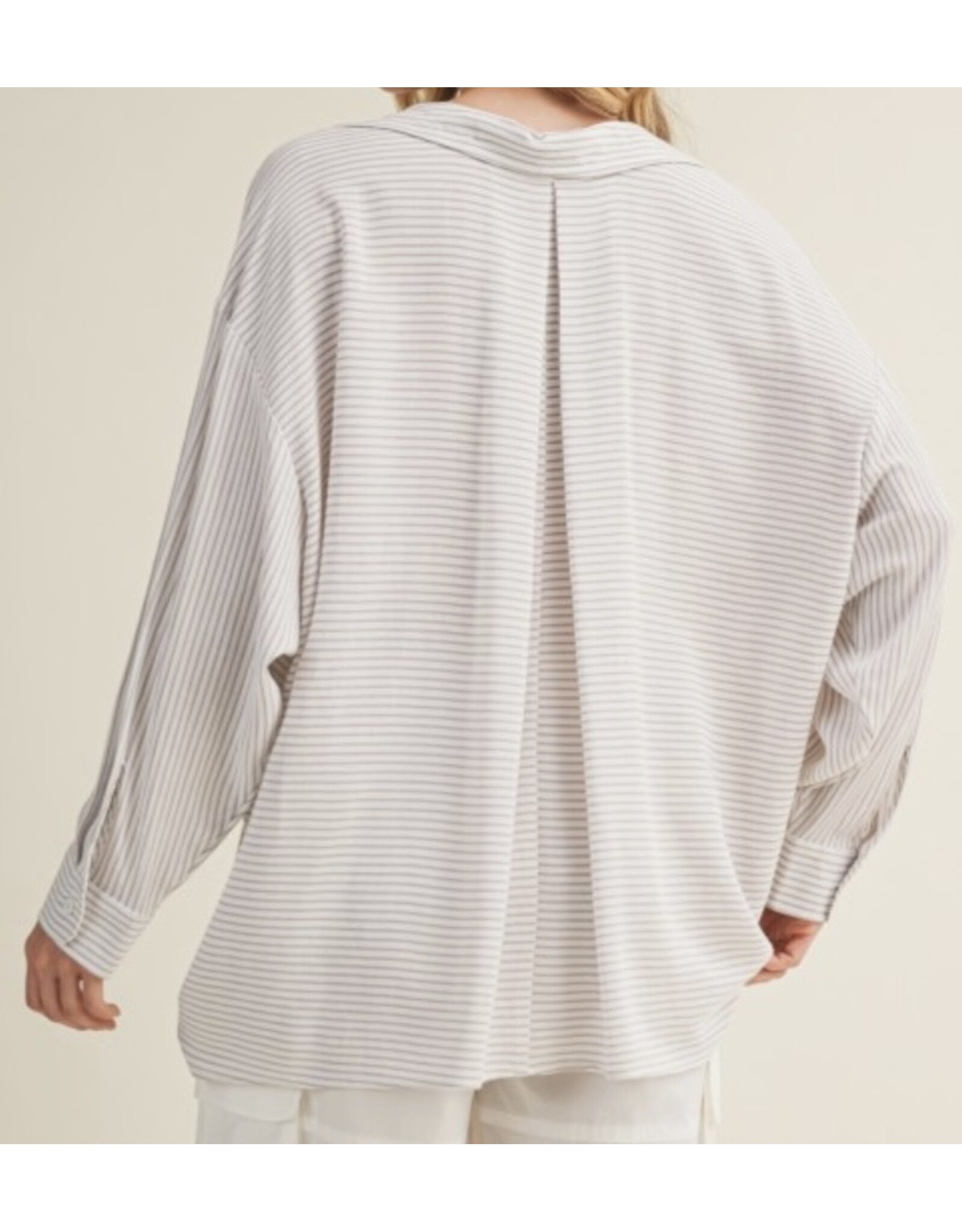mustard seed Mustard Seed slouchy stripe collar shirt