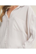 mustard seed Mustard Seed slouchy stripe collar shirt