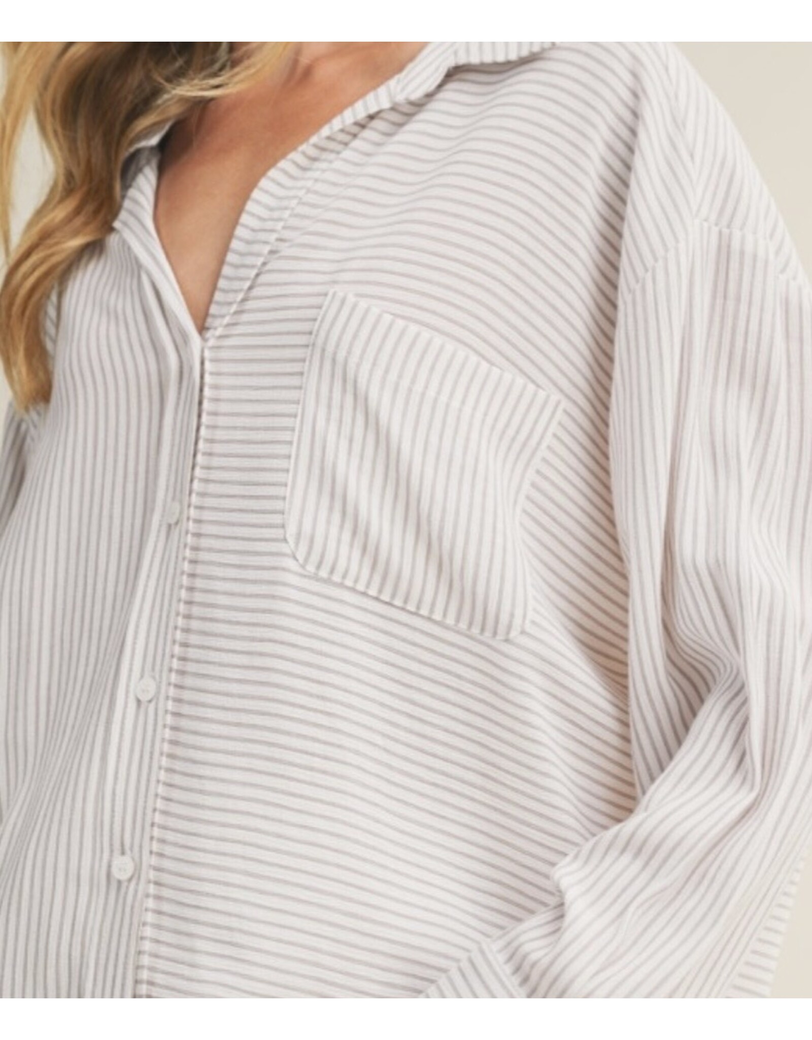 mustard seed Mustard Seed slouchy stripe collar shirt