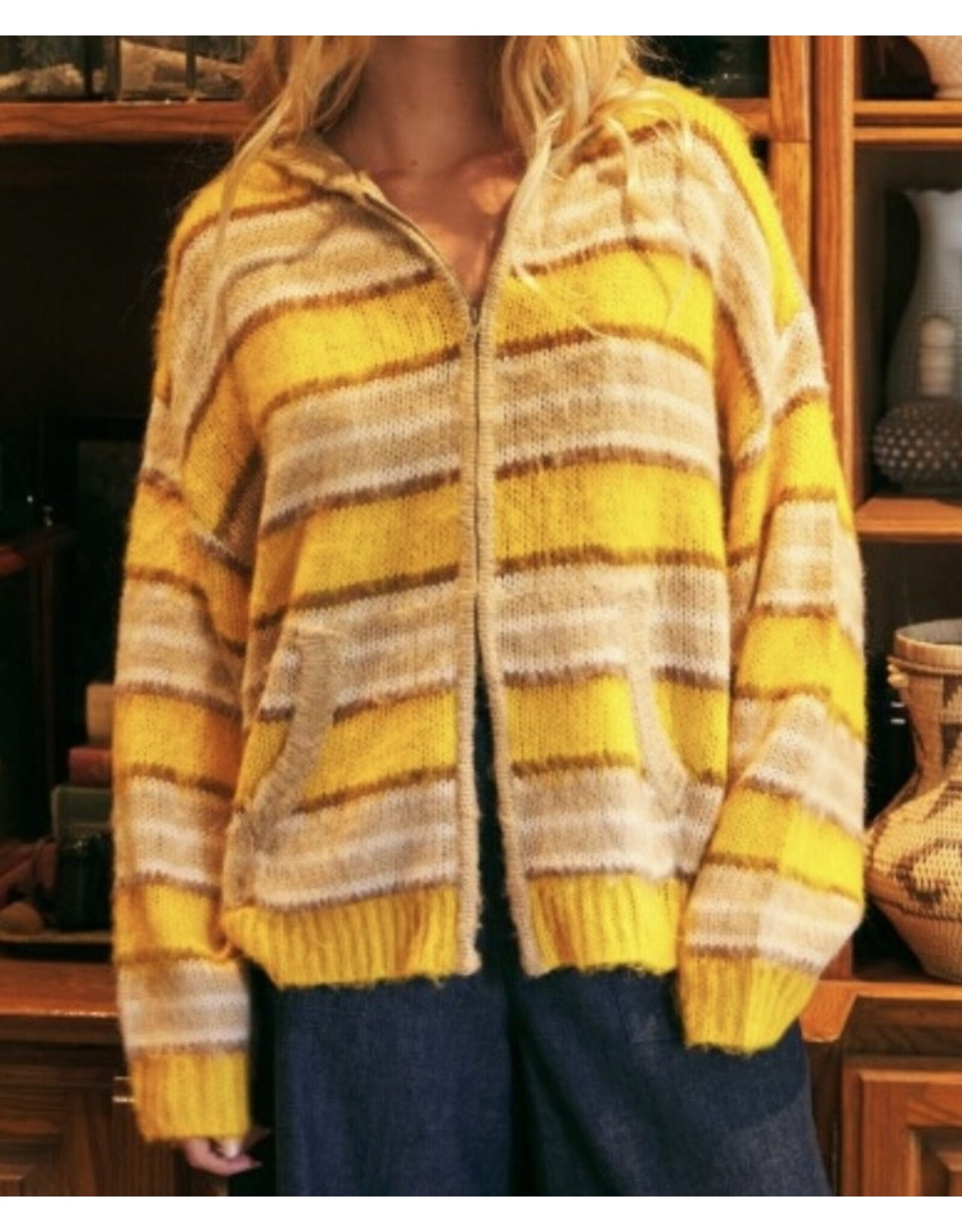 mustard seed Mustard Seed BrushStripe Zip Hood Sweater
