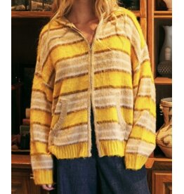 mustard seed Mustard Seed Brush Stripe Zip Hood Sweater