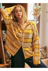 mustard seed Mustard Seed BrushStripe Zip Hood Sweater