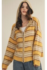 mustard seed Mustard Seed BrushStripe Zip Hood Sweater