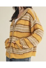 mustard seed Mustard Seed BrushStripe Zip Hood Sweater