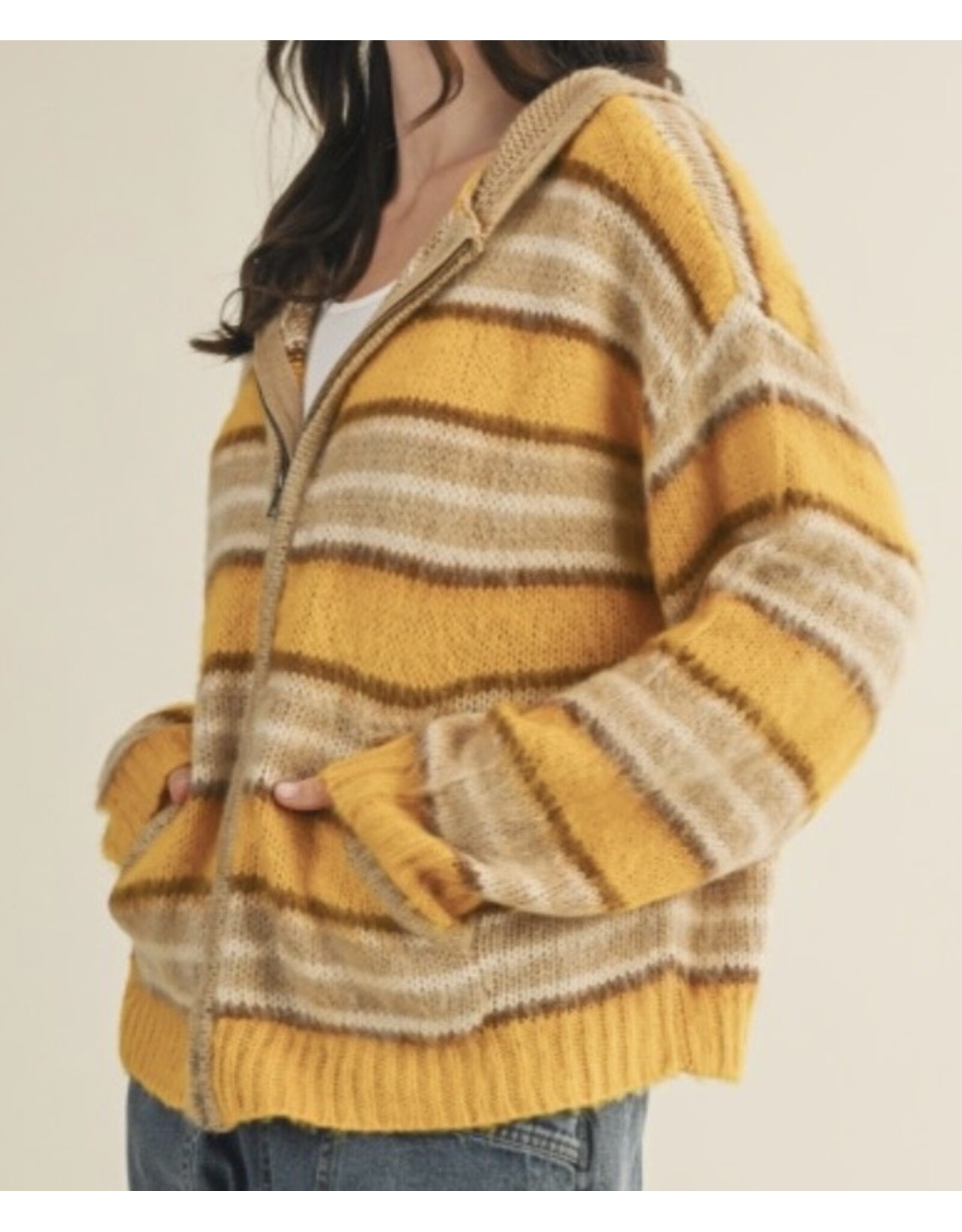 mustard seed Mustard Seed BrushStripe Zip Hood Sweater