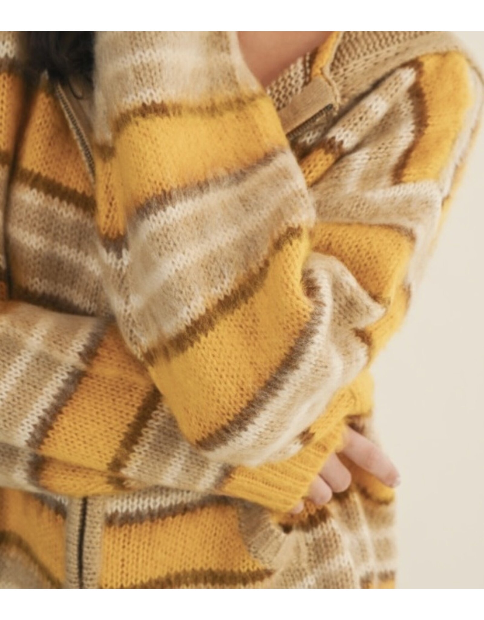 mustard seed Mustard Seed BrushStripe Zip Hood Sweater
