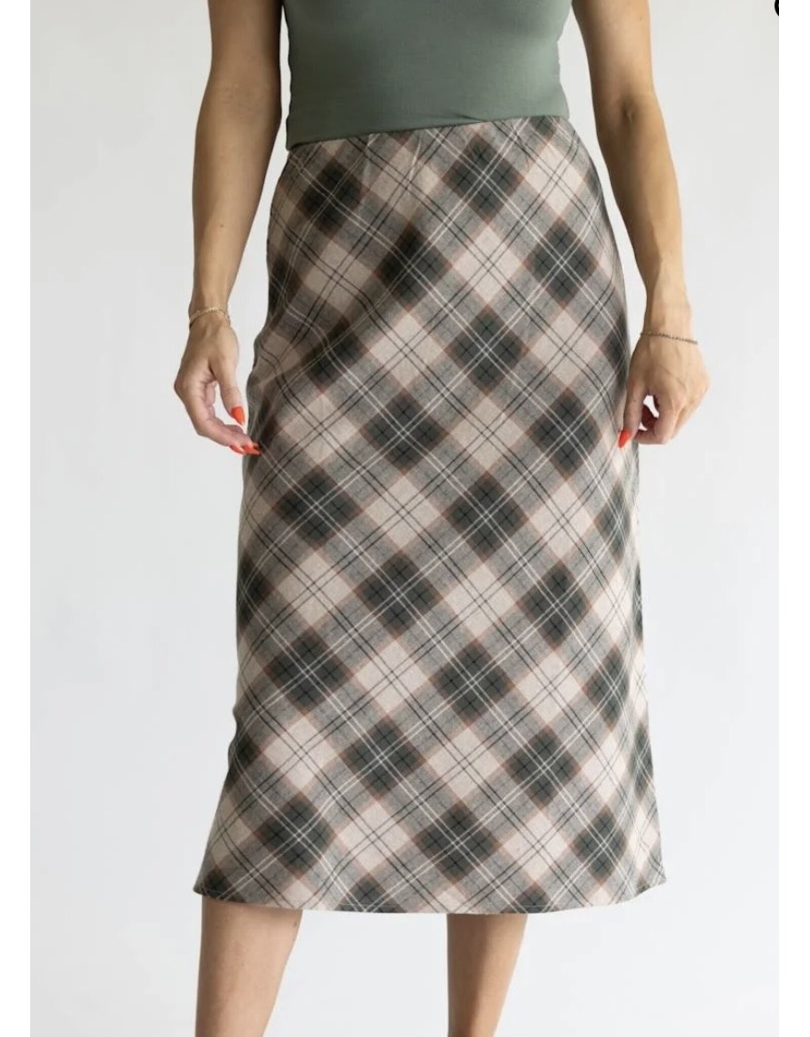be cool Plaid Midi Skirt in Hunter