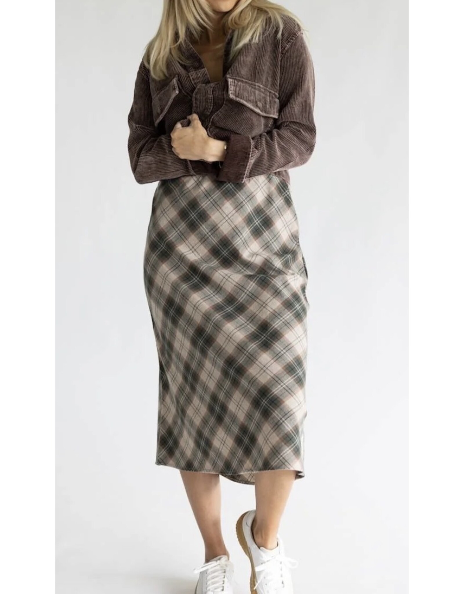 be cool Plaid Midi Skirt in Hunter