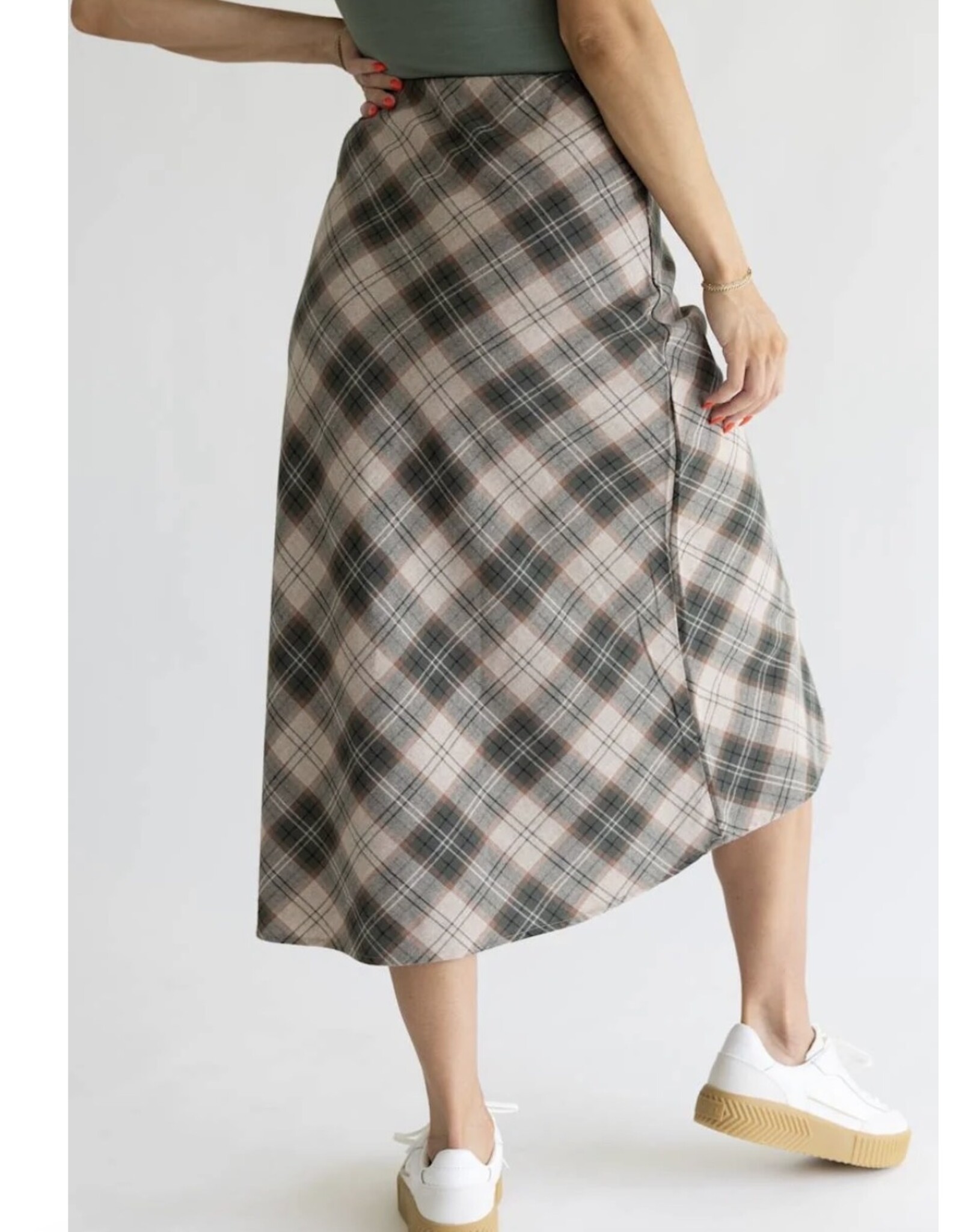be cool Plaid Midi Skirt in Hunter