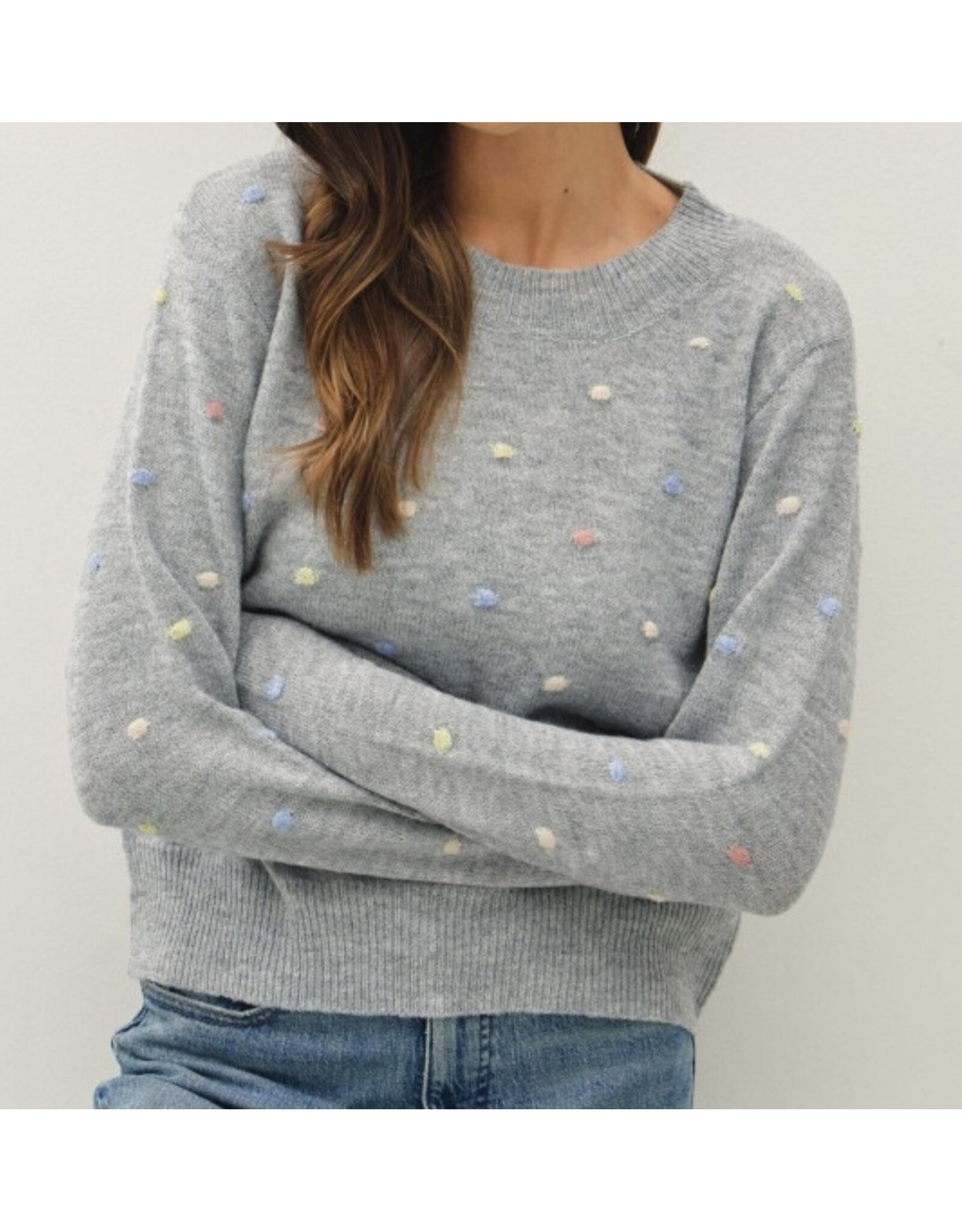 be cool Multi Dotted Knit Crew Sweater