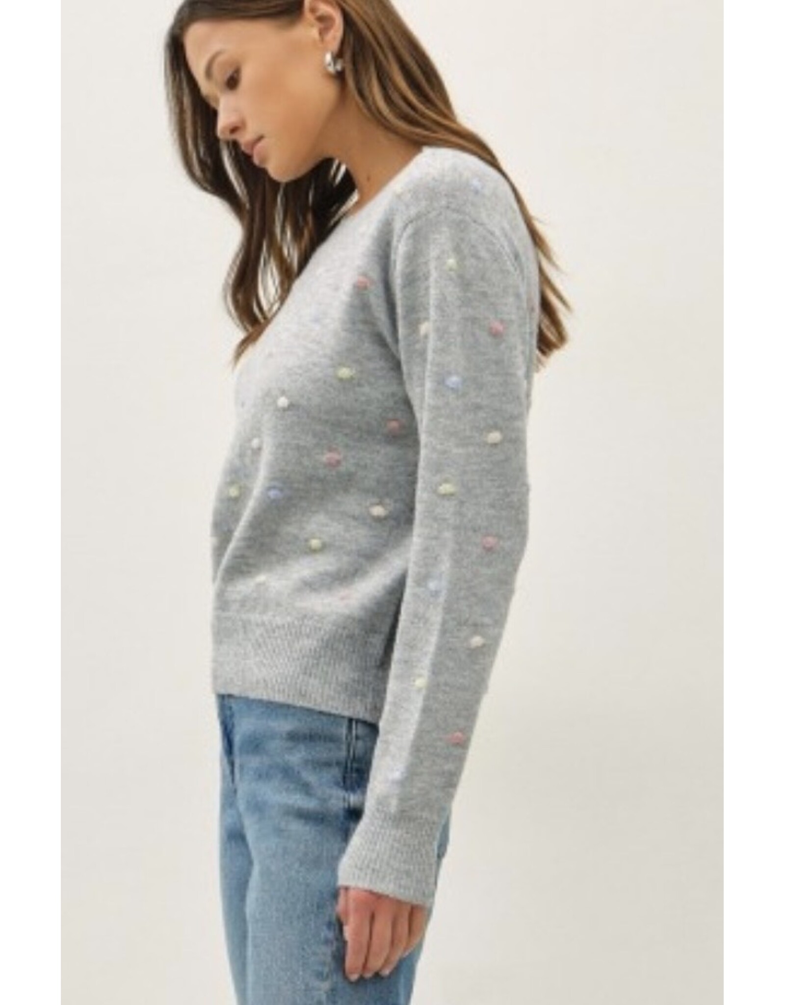 be cool Multi Dotted Knit Crew Sweater