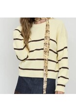 Blu pepper Stripe Raw Crew Neck Sweater Butter Yellow