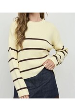 Blu pepper Stripe Raw Crew Neck Sweater Butter Yellow