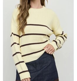 Blu pepper Stripe Raw Crew Neck Sweater Butter Yellow