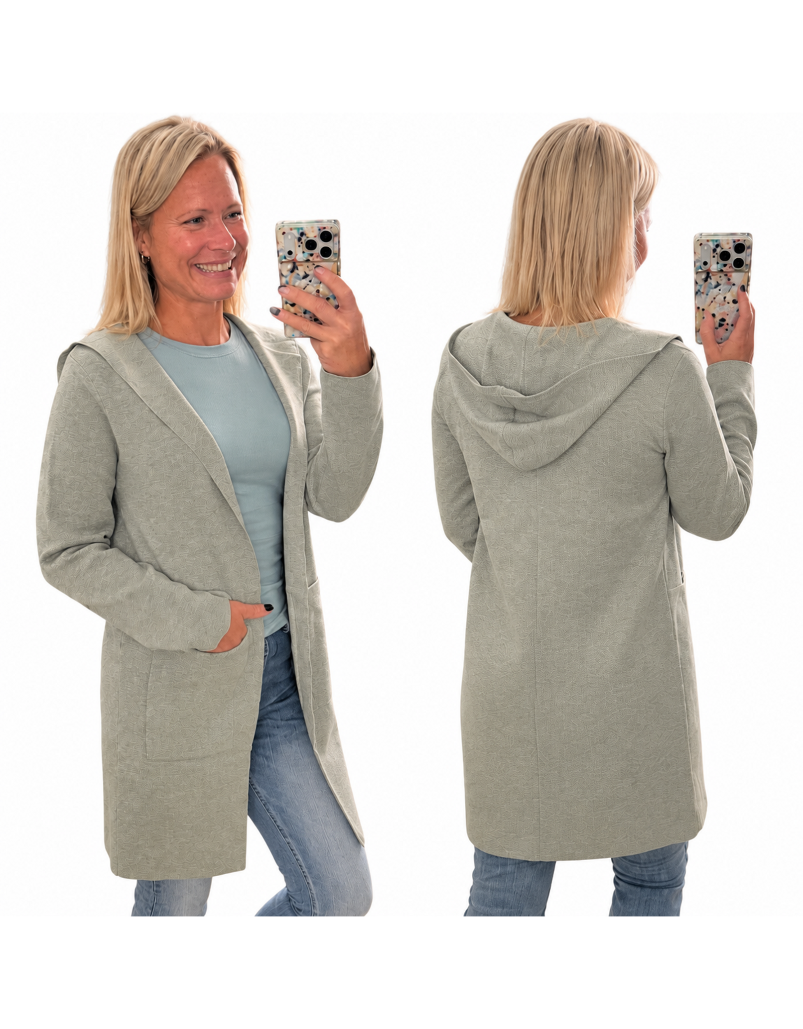 Grey hoody cardigan w/ pockets