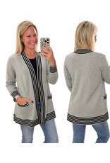 Gray Cardigan w/ Black stripes w/ pockets