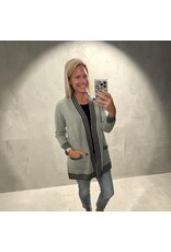 Gray Cardigan w/ Black stripes w/ pockets