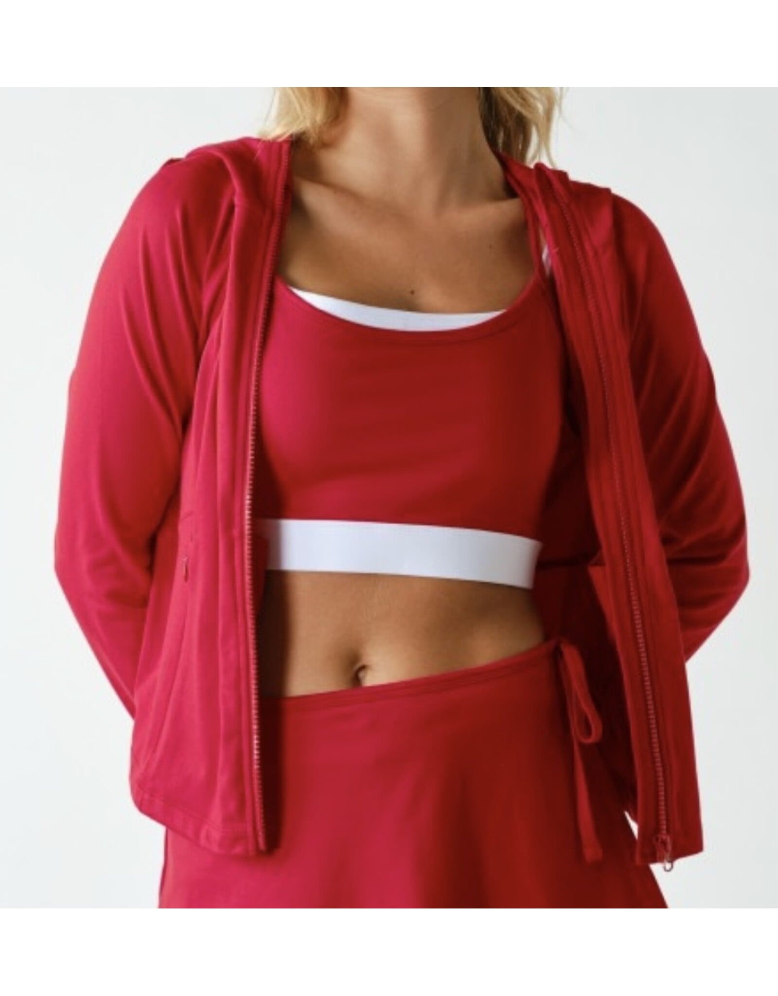 mono b Venice Zip up Hooded Jacket Smitten Red