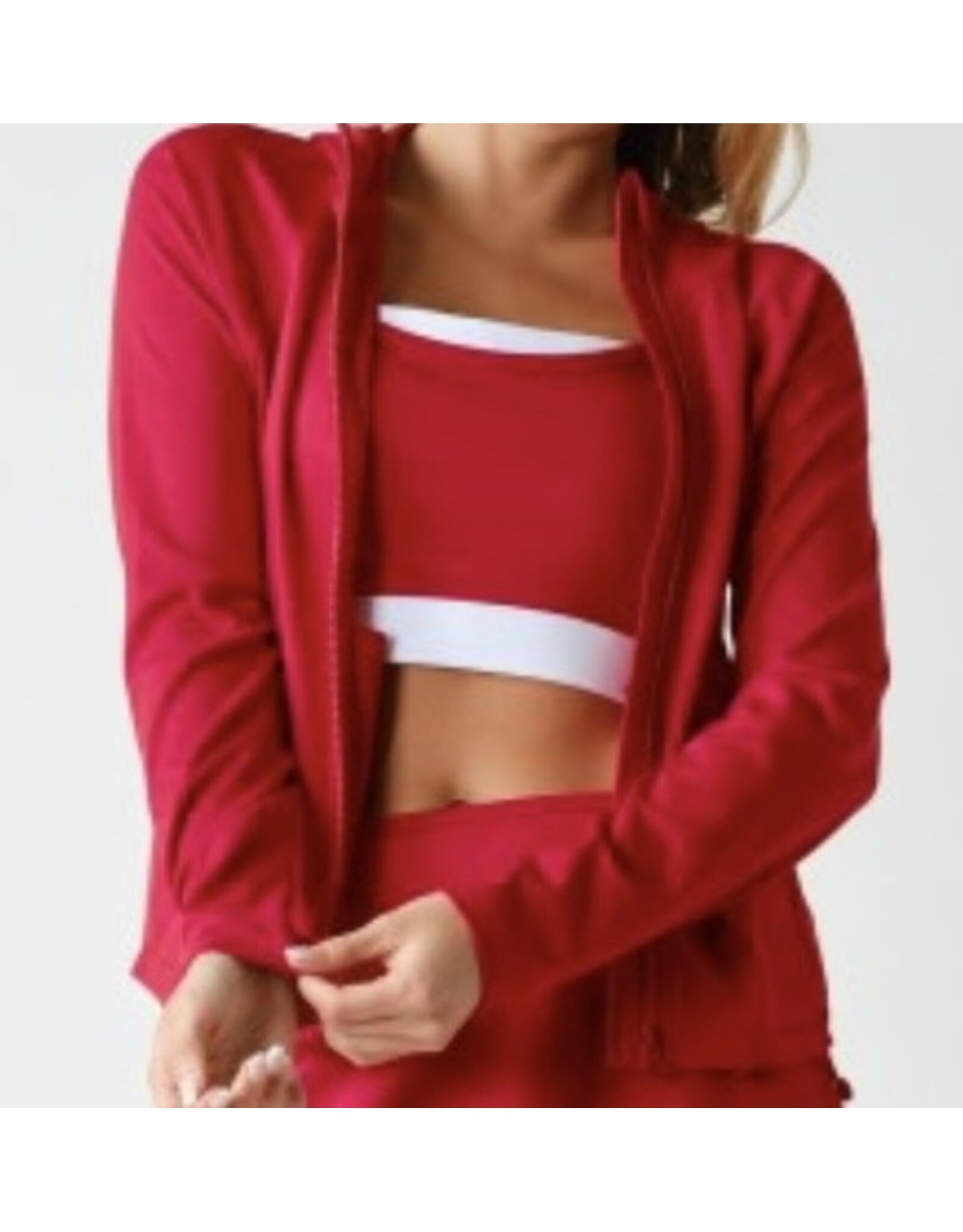 mono b Venice Zip up Hooded Jacket Smitten Red