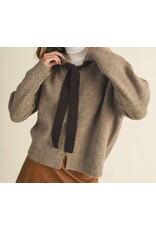 mustard seed Zip up bow tie sweater