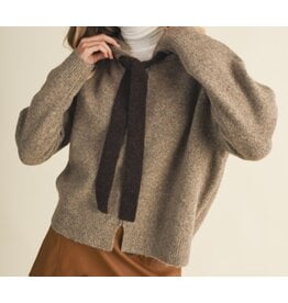 mustard seed Zip up bow tie sweater