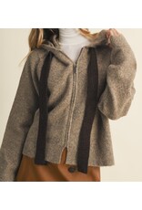 mustard seed Zip up bow tie sweater