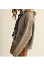 mustard seed Zip up bow tie sweater