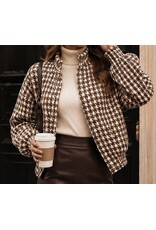 Houndstooth Snap Bomber Jacket