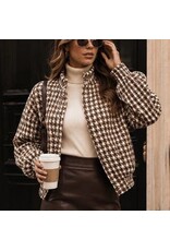 Houndstooth Snap Bomber Jacket