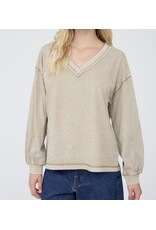 Blu pepper Washed Inverted Seam L/S knit top