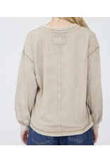 Blu pepper Washed Inverted Seam L/S knit top