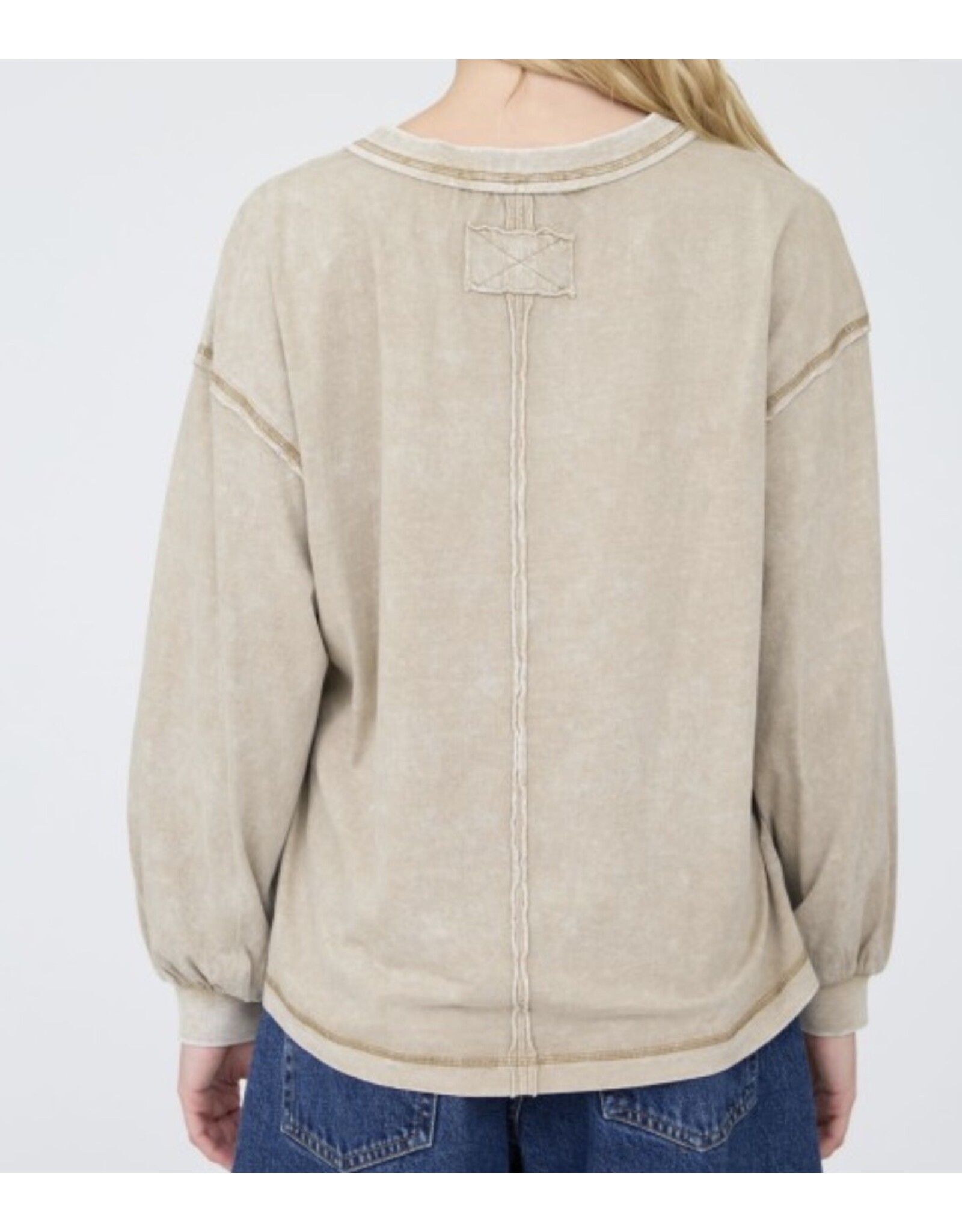 Blu pepper Washed Inverted Seam L/S knit top