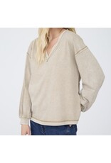 Blu pepper Washed Inverted Seam L/S knit top